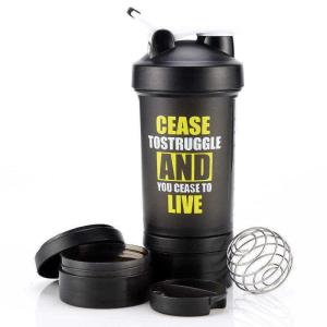 China Custom Logo Three Layers Fitness Bpa Free Plastic Shaker Bottles wholesale