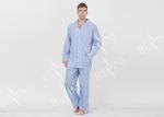 Blue Striped Style Mens Luxury Sleepwear / Mens Long Sleeve Pjs Fashion Design