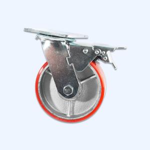 China 125mm Diameter Industrial Trolley 4 Inch PU Swivel Casters with 12*8.2mm Hole Distance wholesale