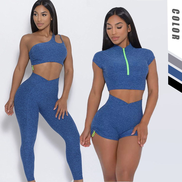 Private Label Workout Wear Shorts Suit for Women Seamless Scrunch Bum Two Piece Pants Set
