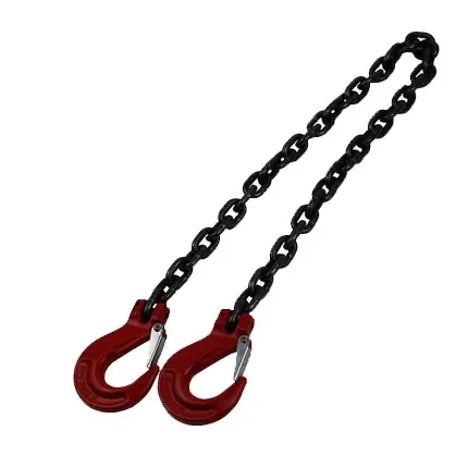 High Capacity G80 Double Leg Lifting Sling Chain with 48kN Test Load and Black Finish