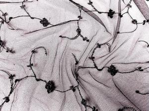 China Nylon Black Stretch Lace Fabric By The Yard Embroidered Tulle Netting With Flower wholesale