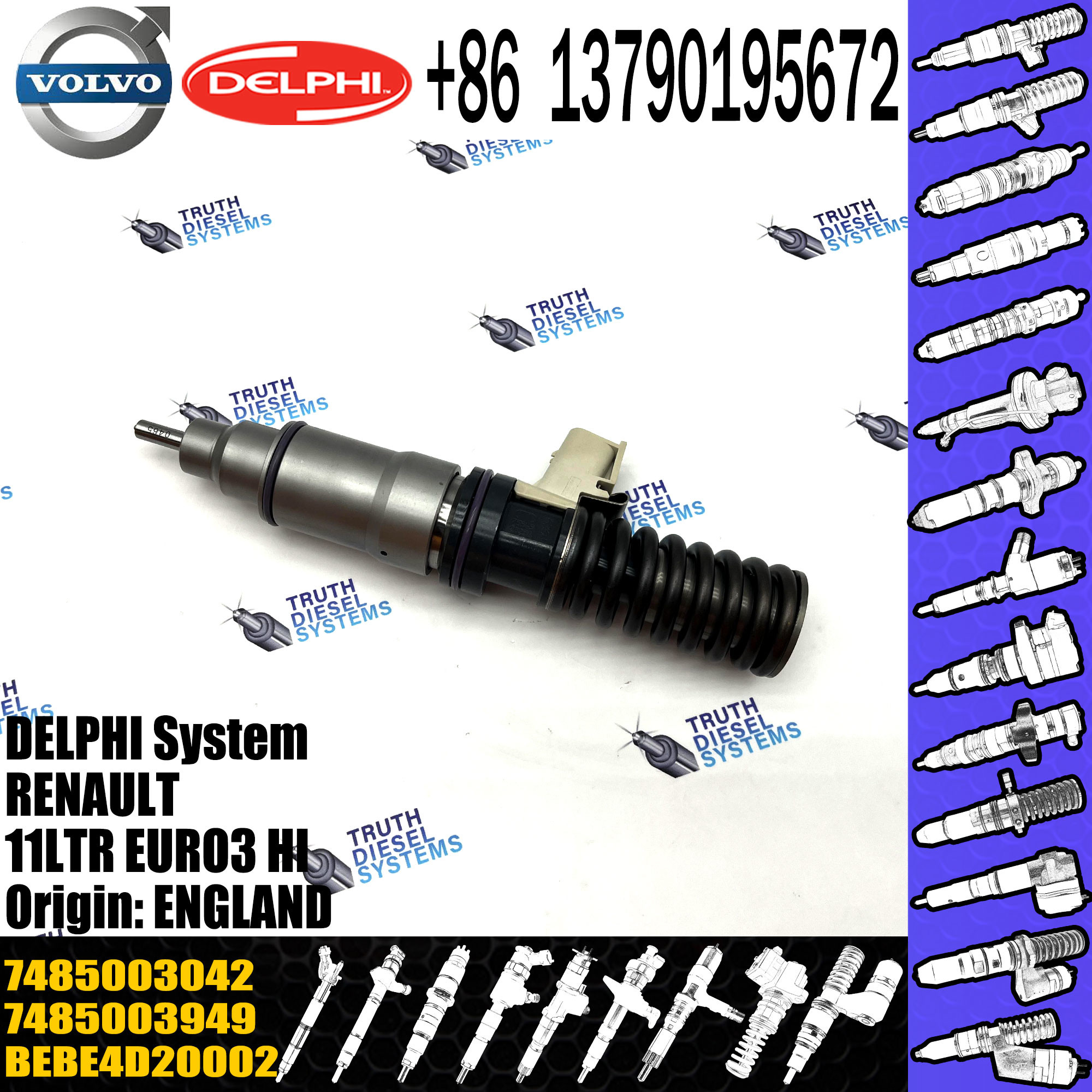 Diesel Injector 21028880, 7421028880, 7421644598, 7485003042, BEBE4D20002 FOR VOL MD11