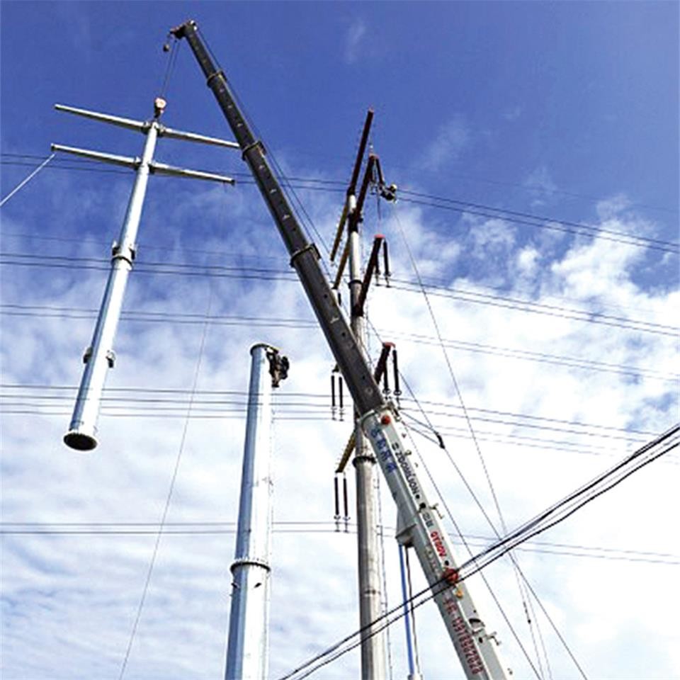 Transmission Line Project Electrical Power Pole , Metal Utility Pole 220KV Q345