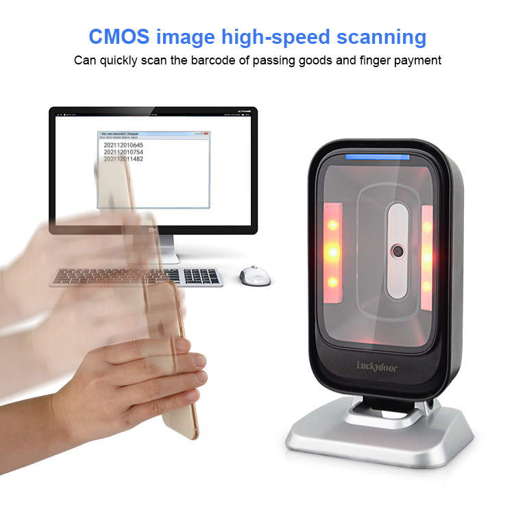 Hands Free Barcode Scanner Omnidirectional 4mil Resolution