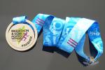 Kids Football And Marathon Finisher Metal Award Medals And Ribbons , Custom