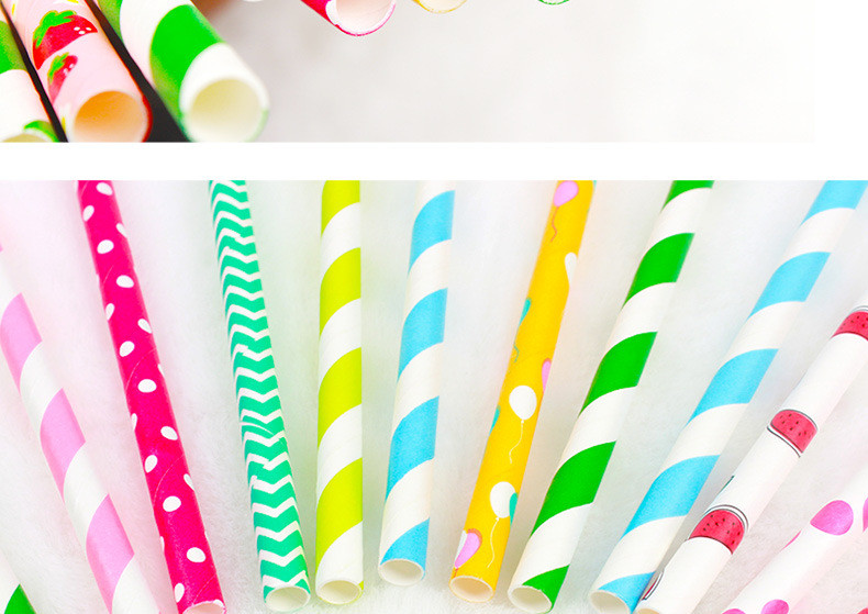 Degradable pulp paper straws 6mm diameter hot foil straws for bar birthday party DIY home decorate
