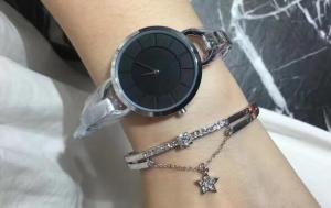 China Black dial quartz watch Wrist Watch with Diamonds star ring Ladies' fashion watch wholesale