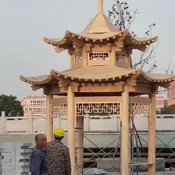 Hexagonal Chinese Pavilion Wooden Garden Gazebo 0