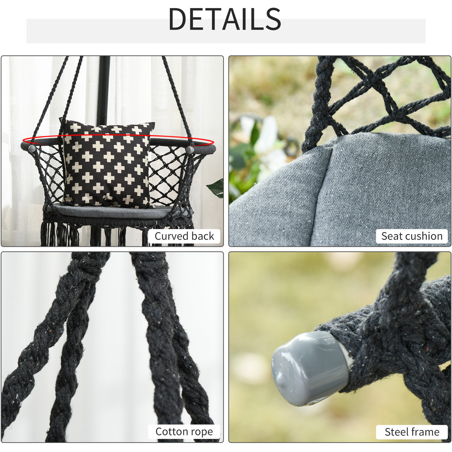 Outdoor Furniture Macrame Cotton Rope Hammock Chair Swings for Indoor and Outdoor