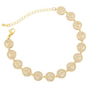 China Zircon Smiley Face Gold Necklace wholesale