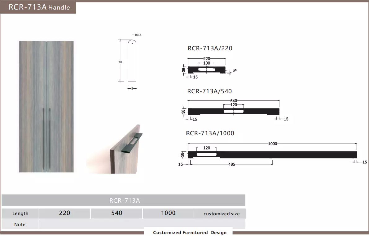 247mm Customized Polished Silver Aluminium Cabinet Handle For Kitchen