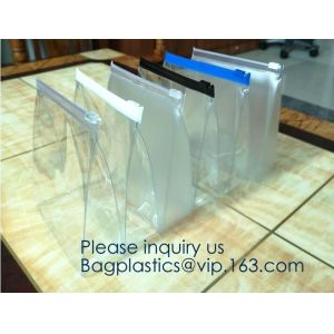 Zipper Eva Bag Waterproof Pvc Bag Transparentstitching Red Zipper Clear Frosted