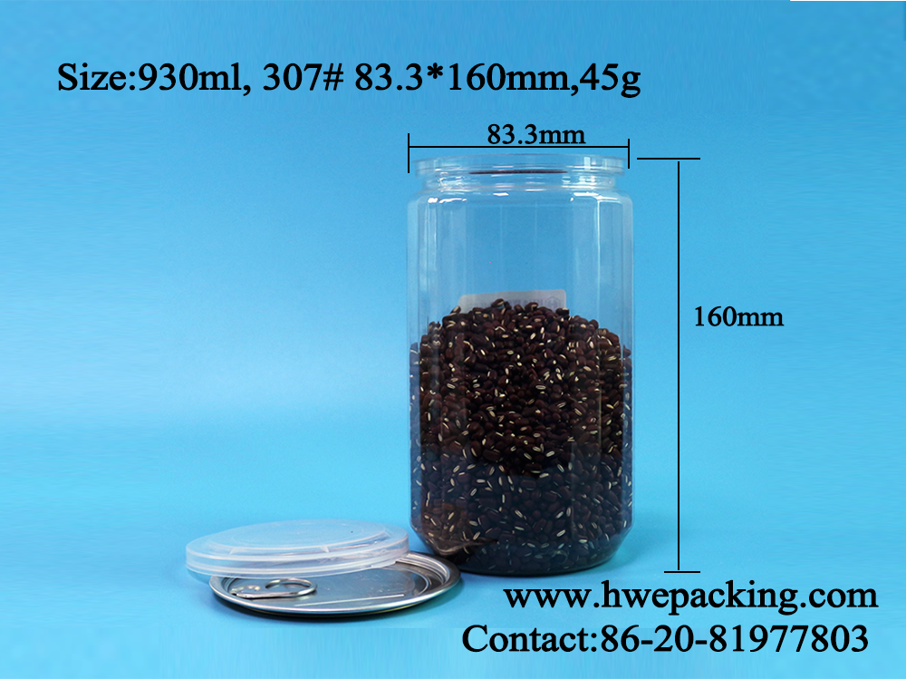 Airtight 307# 930ml Clear Plastic Cans Packaging For Organic Almond Flour