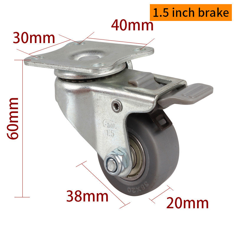Zinc Coating Mini Caster Wheels 1.5 Inch 35kg Plate Rigid Plate Caster