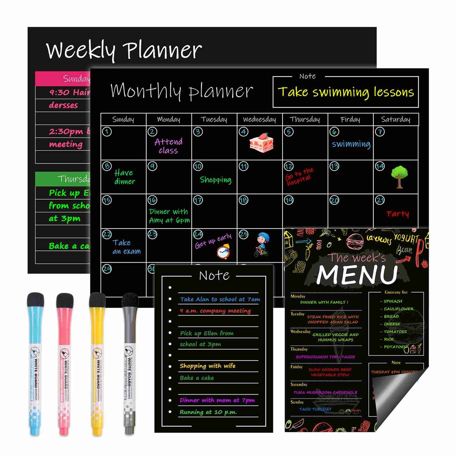 Removable Weekly Monthly Whiteboard Magnetic Calendar Planner Set Reusable A5 A3