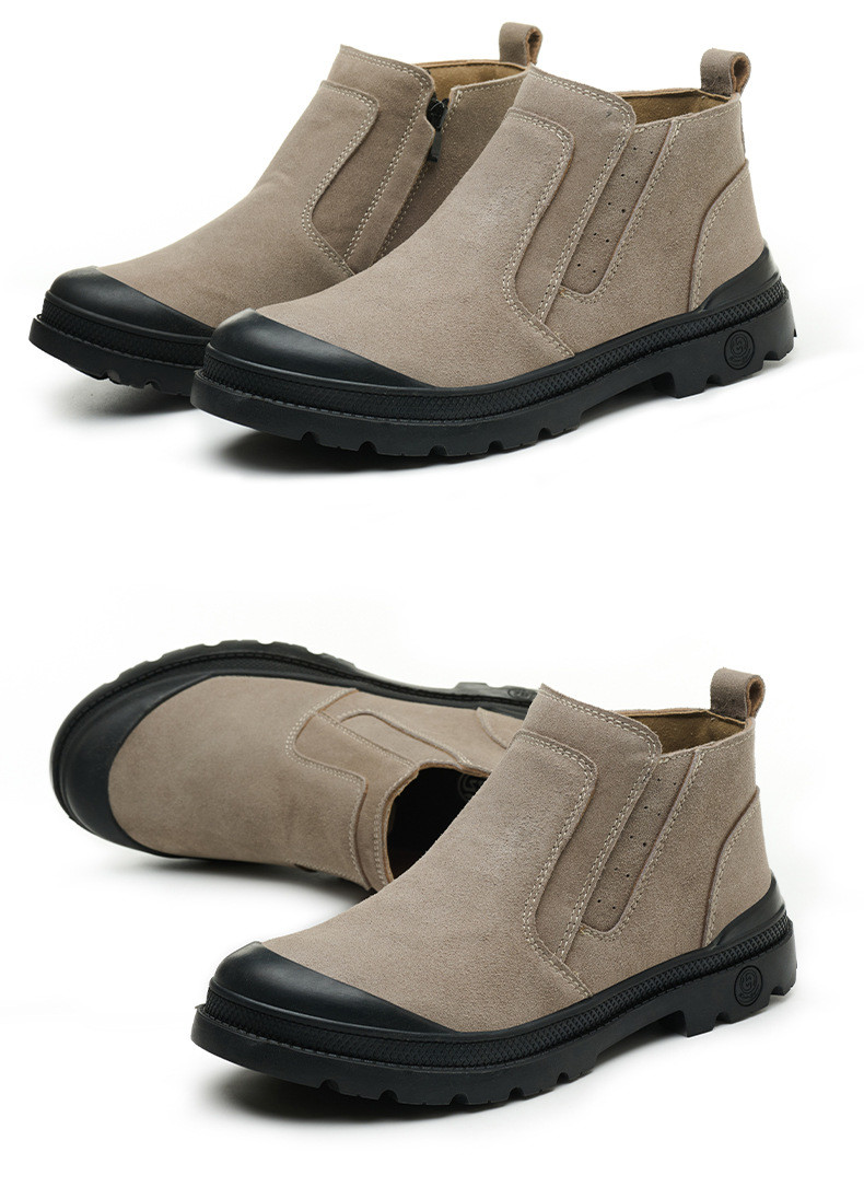 Midsole Kevlar Unisex Suede Safety Boots in Khaki for Anti-proof Work