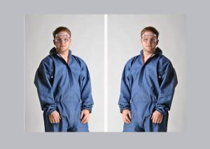 China Dark Blue Disposable Protective Coverall Tyvek Material Customized Logo wholesale