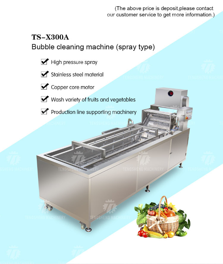 240KG Fruit Bubble High Pressure Spray Washing Machine 1500KG/H Multifunction