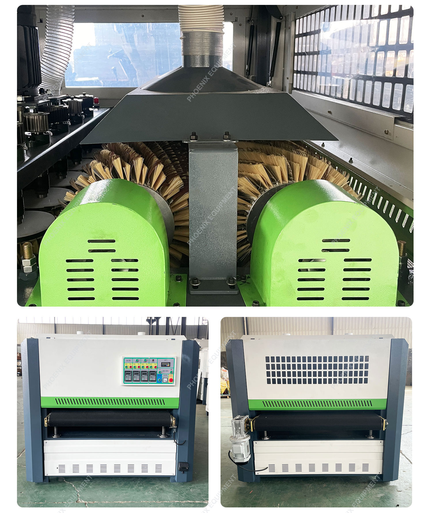 Wood Brushing Sanding Polishing Machine with 9-Piece Disk Tray Brushes and 1.5KW Motor