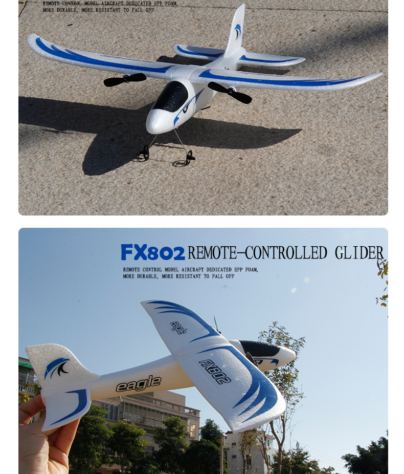 Power Source Electric 2.4GHz 2CH RC Foam Ultralight Flying Glider Airplane Plane Model Toy Fx802 Epp Eagle RC Glider