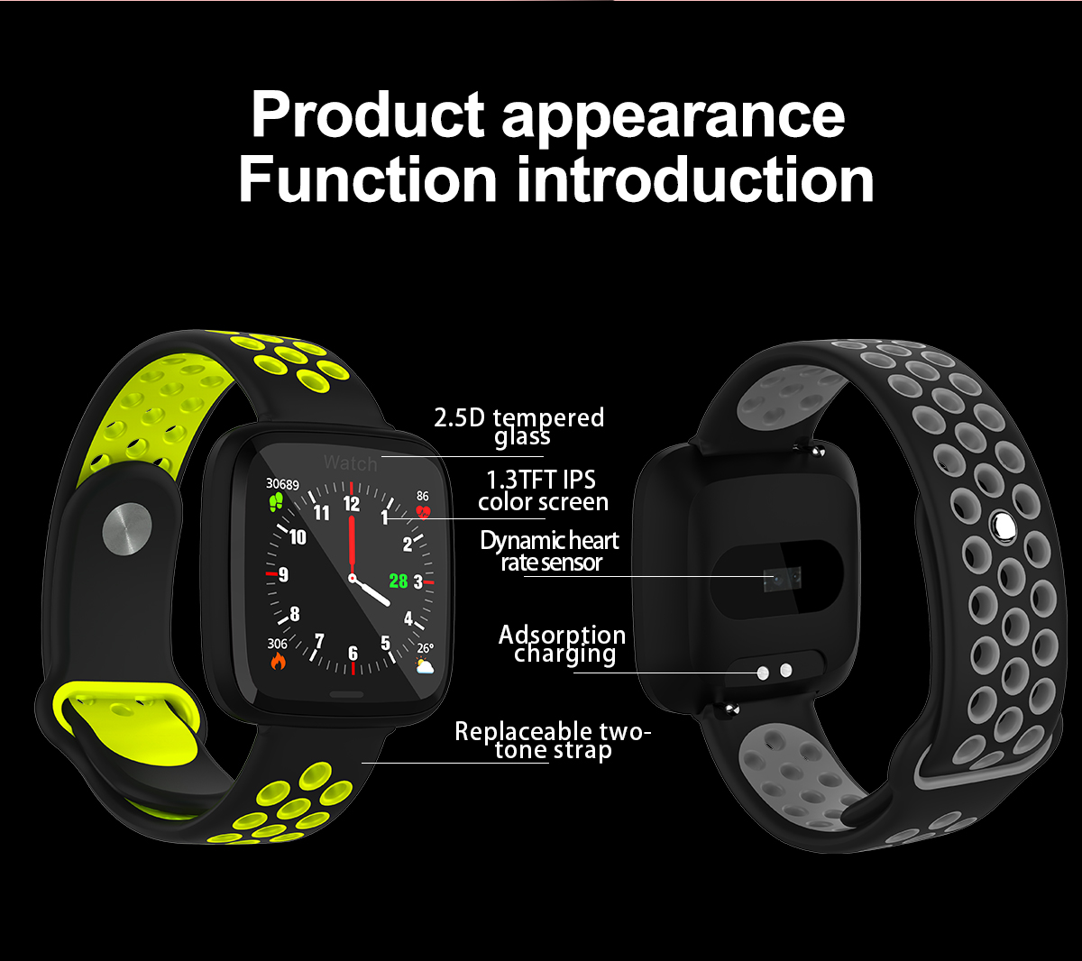 TFT Blood Pressure Smartwatch 1.3" Sport Color Screen Smart Watch Waterproof IP67