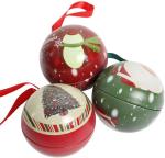 Christmas Tree Baubles Ornaments Tinplate Candy Tin Box Xmas Tree Ball Pendant