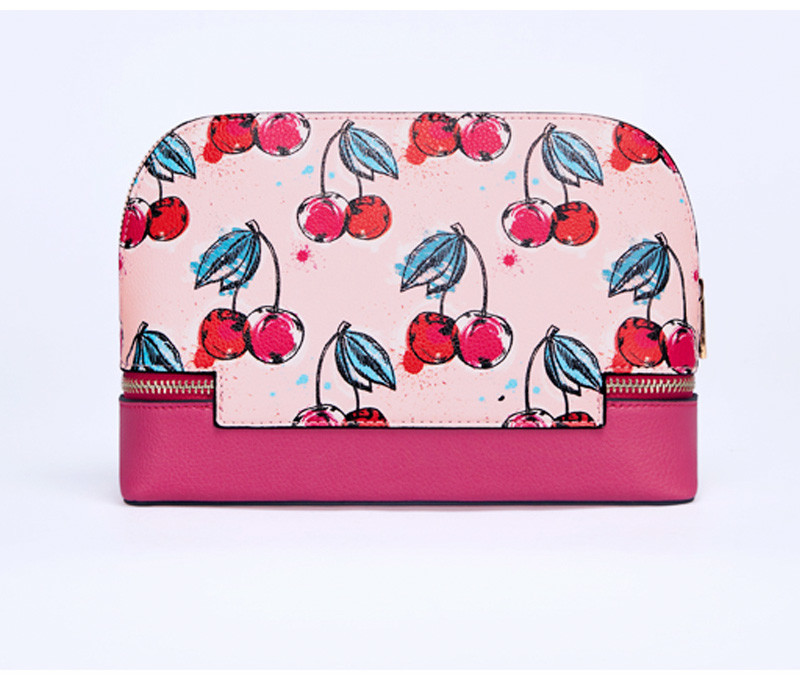 Women Waterproof PU Leather Portable Travel Printed Makeup Bag With Mirror