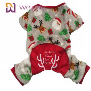 China 100% Velvet Fabric Dog Christmas Pajamas Customized Embroidered wholesale
