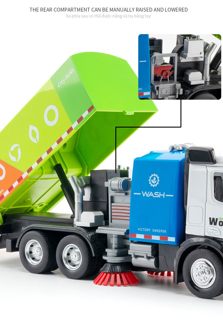 100-240V Voltage Alloy Engineering Sanitation Vehicle Model Pull Back Vehicles Toy