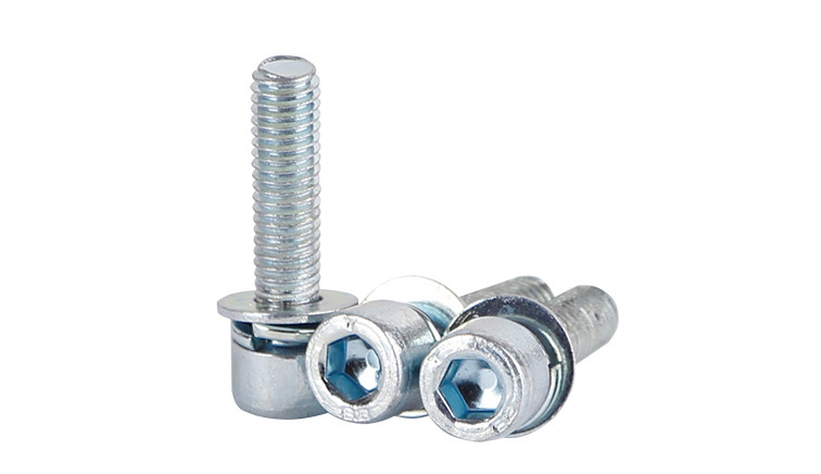 White Zinc Plated Steel Socket Head Cap Sems Screws 3 In 1 Socket Head Cap Assemblies Screws