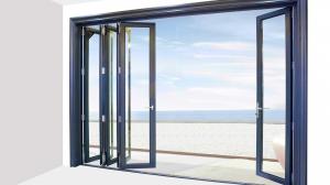 China Horizontal Aluminium Glass Folding Doors Ventilated Double Glazed Bifold Doors wholesale