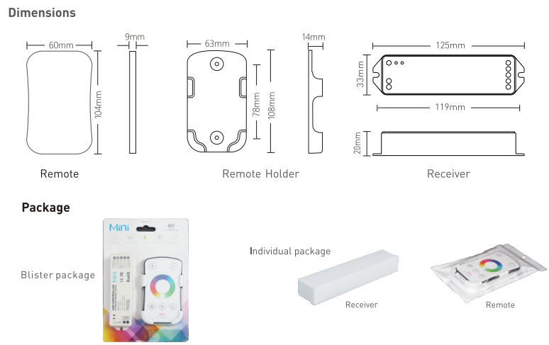 Rgbw Led Strip Controller 3A/4CH 2.4GHz With 40-50m Remote Distance