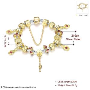 China SJ Bonzer Rose Flower Key Charm Bracelet Magnet Buckle Cubic Zirconia Dubai Jewelry Handmade Gold Bead Bracelet wholesale