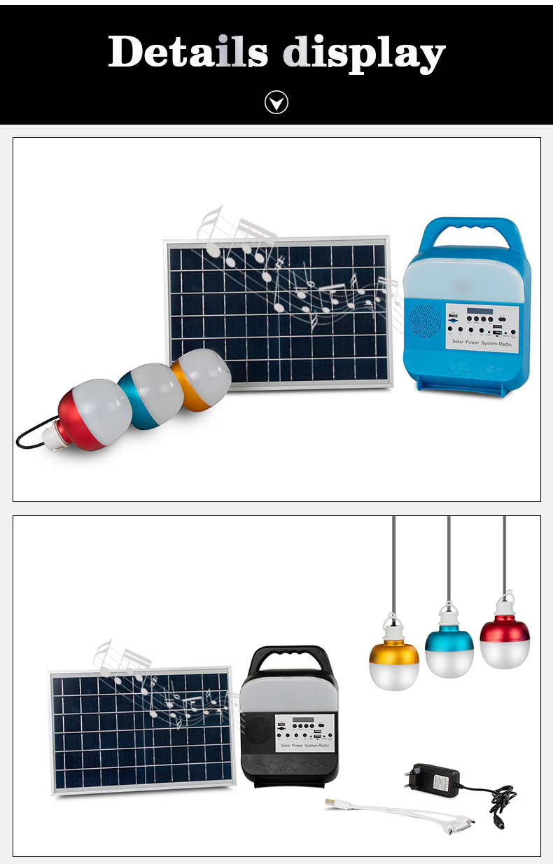 Global Sunrise 8000mah Solar Home Lighting System With Radio FM MP3