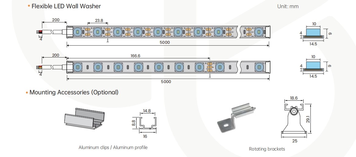 Silicone LED Lens Strips IP67 Waterproof LED Strip Lights Support Customization OEM