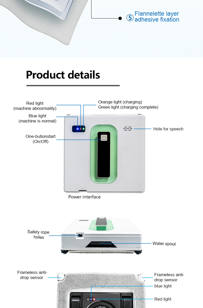 APP Controlled 72W Dual Water Spray Robot Window Cleaner for Fast and Thorough Cleaning