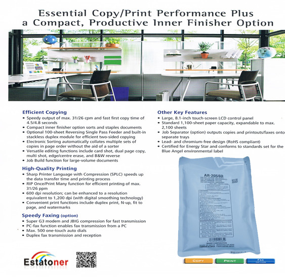 AR - 205SD Developer Sharp Toners Cartridges For Sharp AR - 205 / 255 / 275 / 236