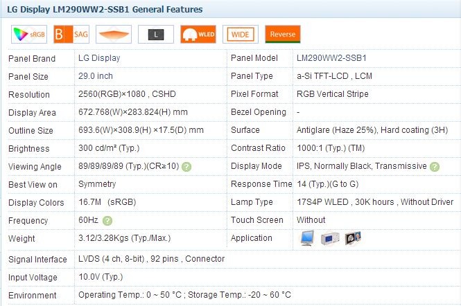 LG LCD Panel 29Inch LM290WW2-SSB1 Medical Industrial Display 2560*1080 IPS 300 cd/m2