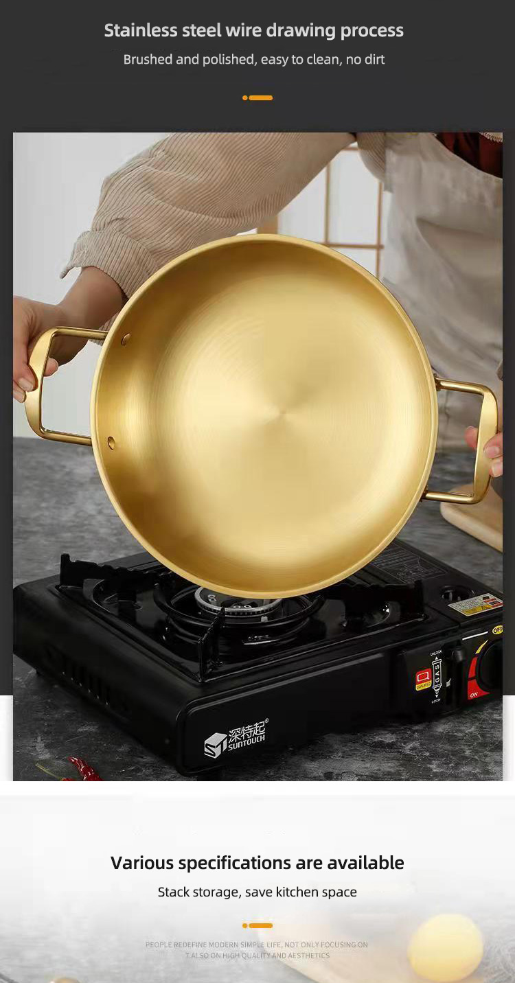 Hot Selling Korea Cooking Kitchen Cookware Induction Frying Pan Seafood Frying Pan Stainless Steel Paella Pans