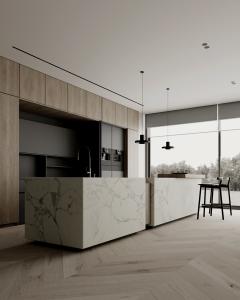 China Customized White And Black Kitchen Cabinets Bar Table Modern Kitchen Set wholesale
