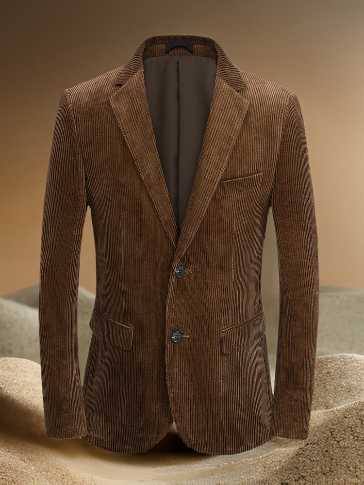 end Corduroy Casual Suit Jacket for Men Single Breasted Closure and Vintage Cotton