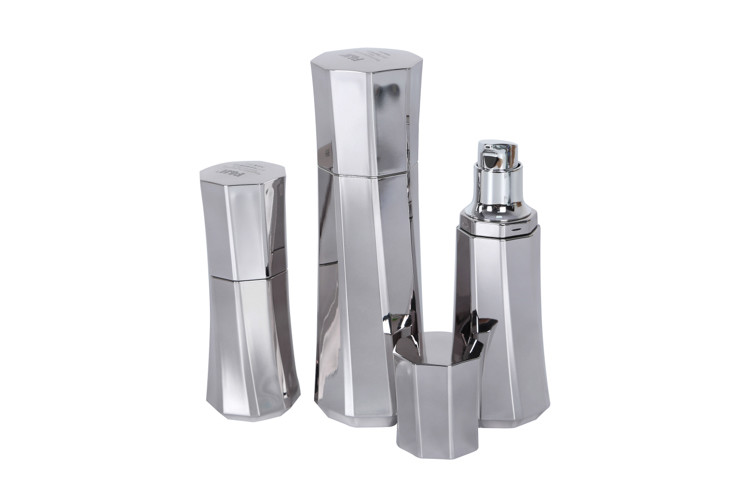 Aluminium Oxidation Polygon Lotion Pump Bottle Skincare Refill Face Cream Jar