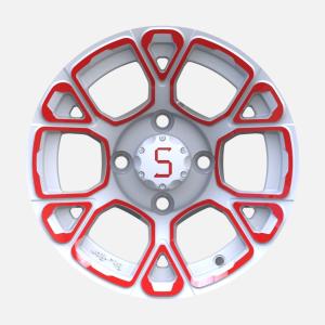 China Golf Cart 12 Inches Red/White Wheels Electrophoretic Coating with S Center Cap wholesale