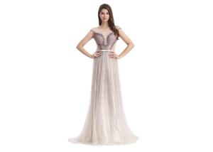 China Tulle And Sequined Classy Evening Dress , Sexy Beautiful Evening Dresses wholesale