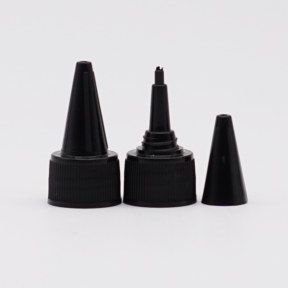 20mm PP Plastic Black Long Nozzle Cap 18mm Twist Top Cap For Screw Bottles
