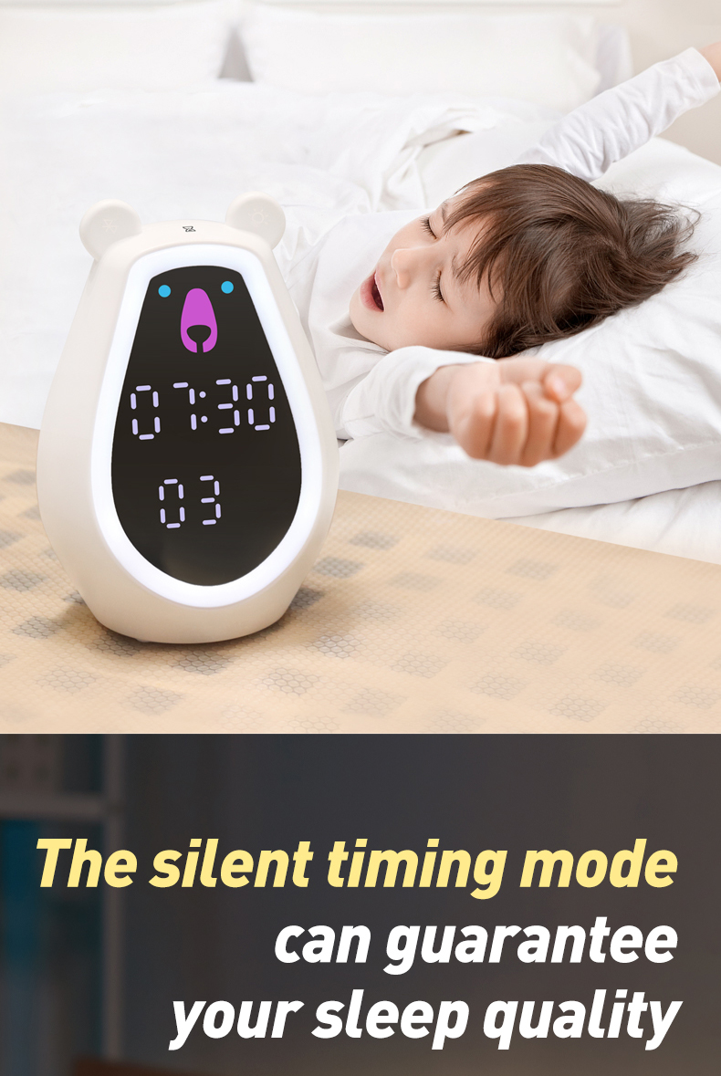 Adjustable Brightness Night Light Voice-Activated Alarm Clock for Kids' Sleep Train