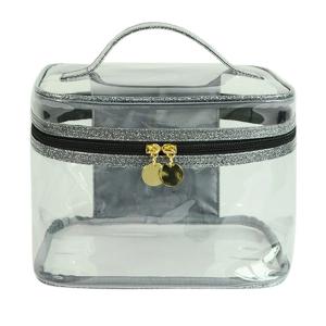 China Waterproof Durable Glitter Grey PVC Cosmetic Bag wholesale