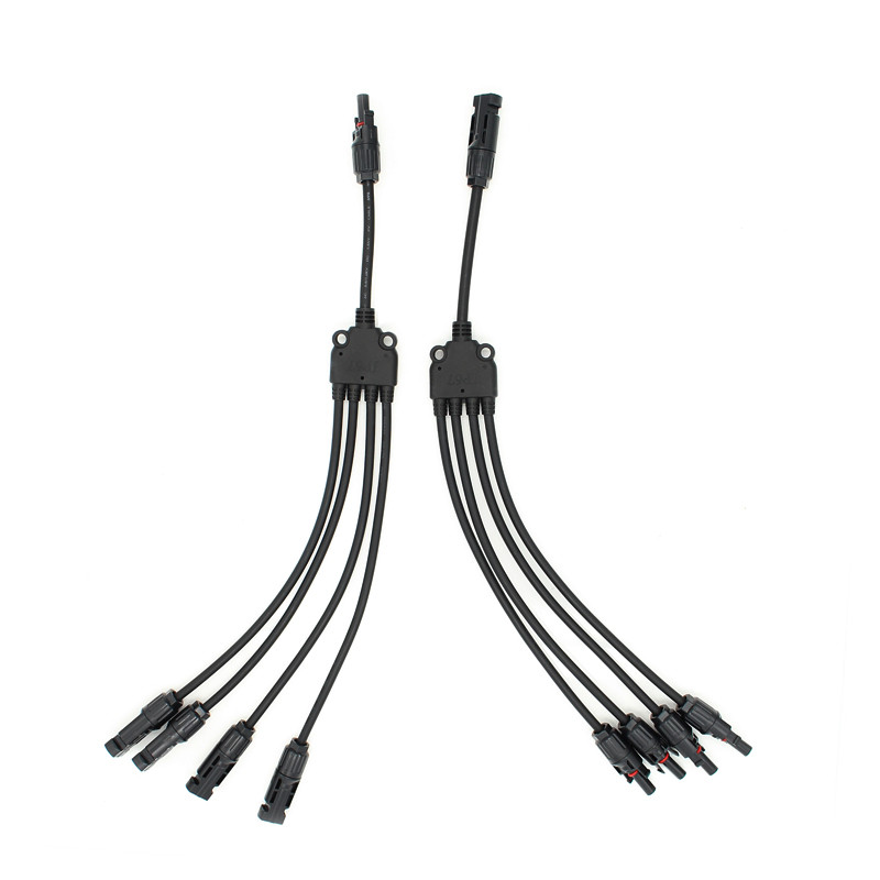MC4 6mm Black Solar Panel PV Cable 20A Branch Connector Photovoltaic