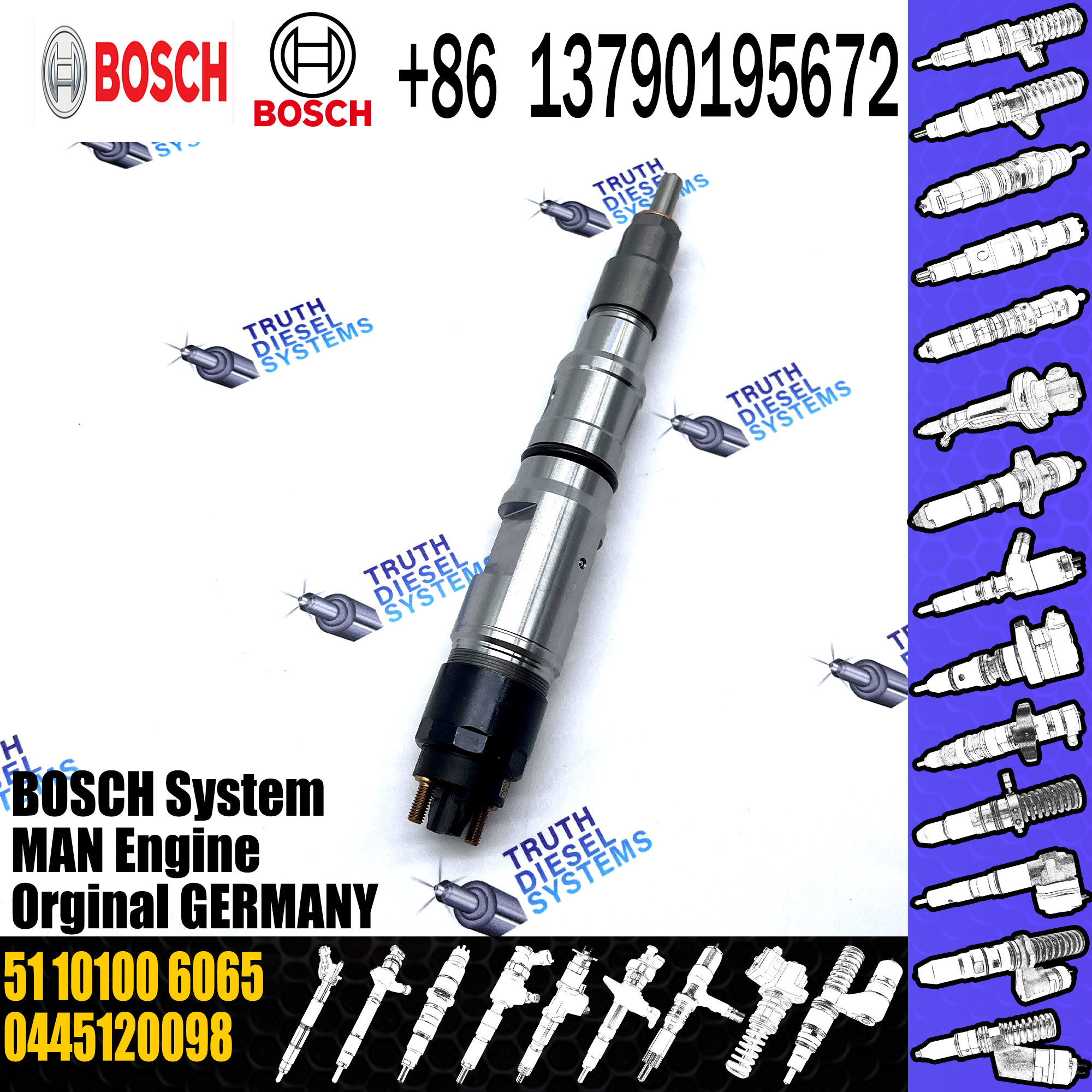 common rail injector 0445120147 0445120198 51101006085 51101006065 for MAN TGL TGM TGA Temsa diesel fuel injector
